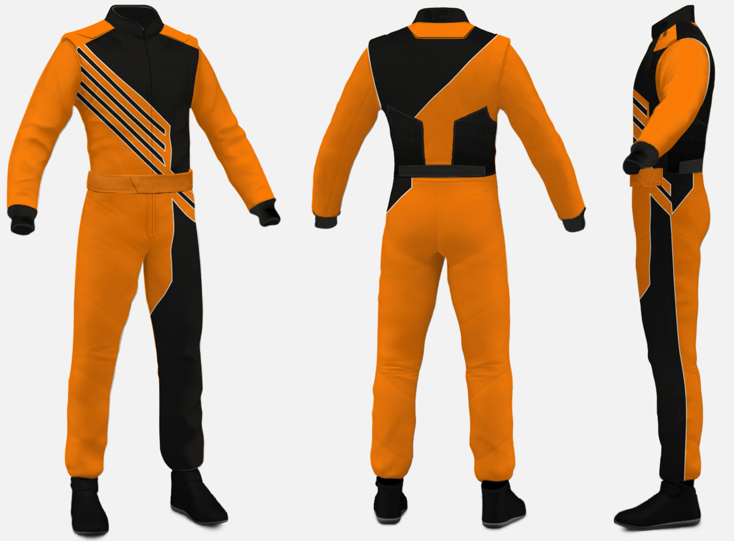 Custom Go Kart Racing Suit Orange/Black– High Performance Lightweight Driver Suit