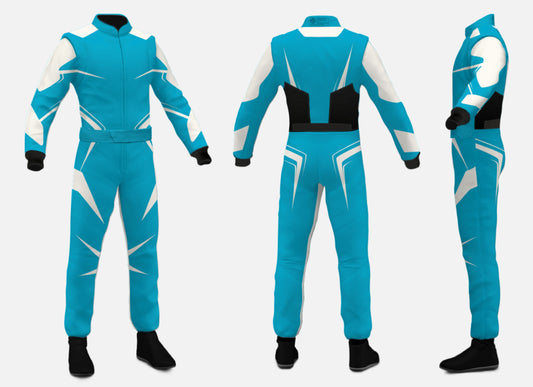 Aqua Blue Kart Racing Suit – Lightweight-Breathable Professional Karting Raceweara