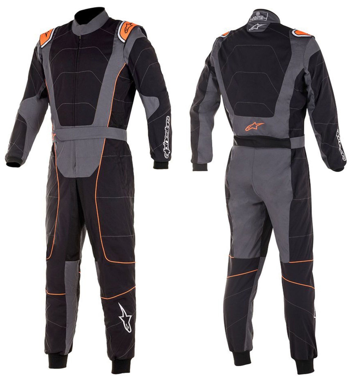 Black Grey Kart Racing Suit with Orange Accents – Lightweight Professional Karting Racewear